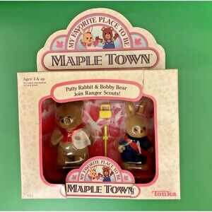 Vintage 1988 Maple Town Patty Rabbit & Bobby Bear Join Ranger Scouts! NEW in box